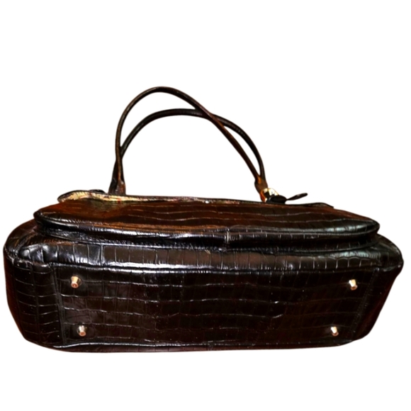 MAXX NY Black Vintage Croc Embossed Large Shoulder Bag - Picture 3 of 9